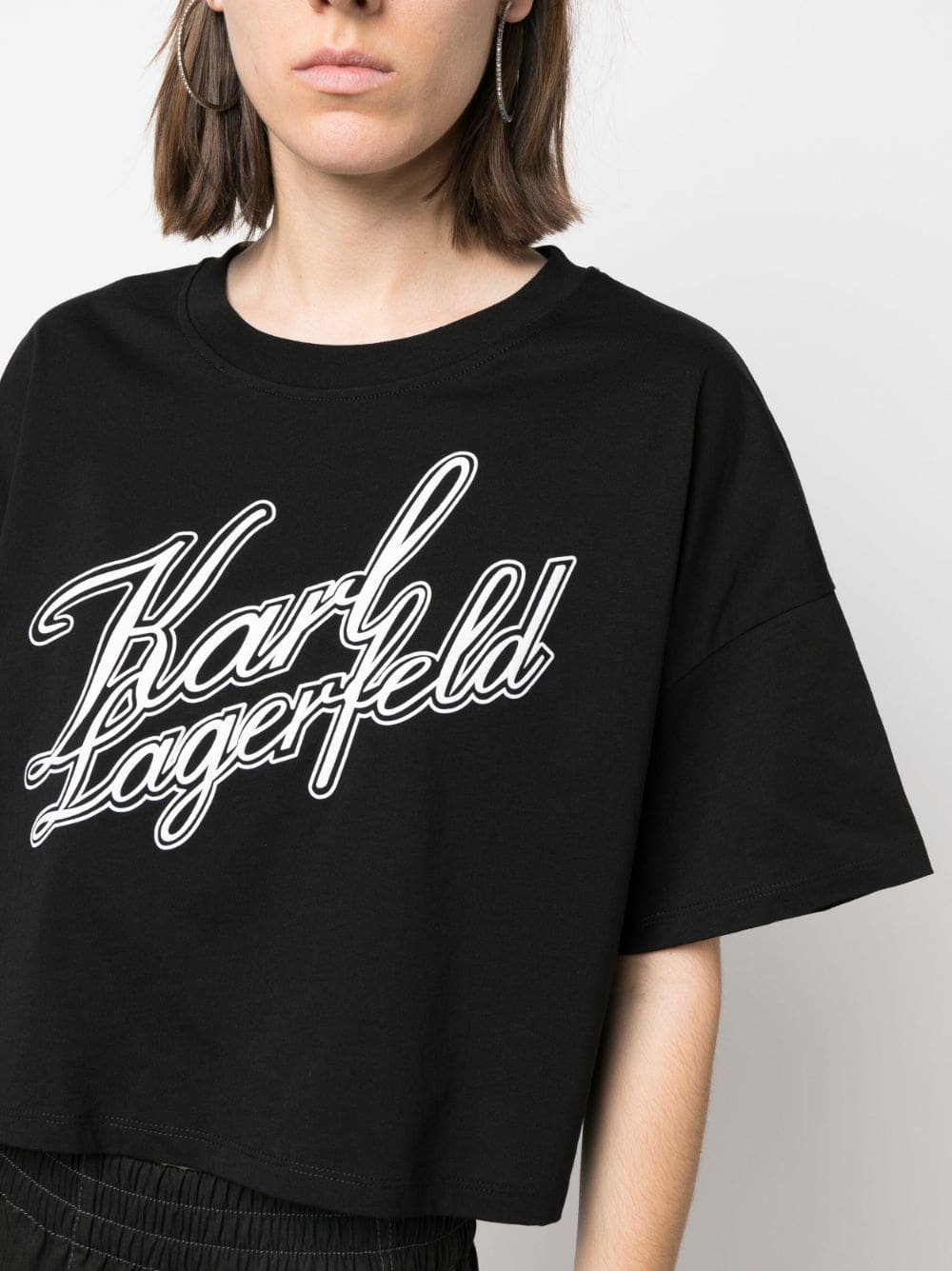 Karl Lagerfeld logo-print organic-cotton cropped T-shirt - Image 5