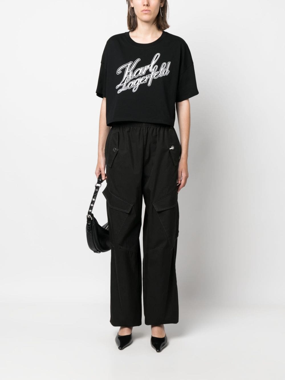 Karl Lagerfeld logo-print organic-cotton cropped T-shirt - Image 2
