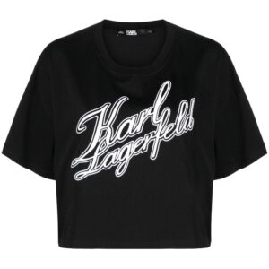 Karl Lagerfeld logo-print organic-cotton cropped T-shirt