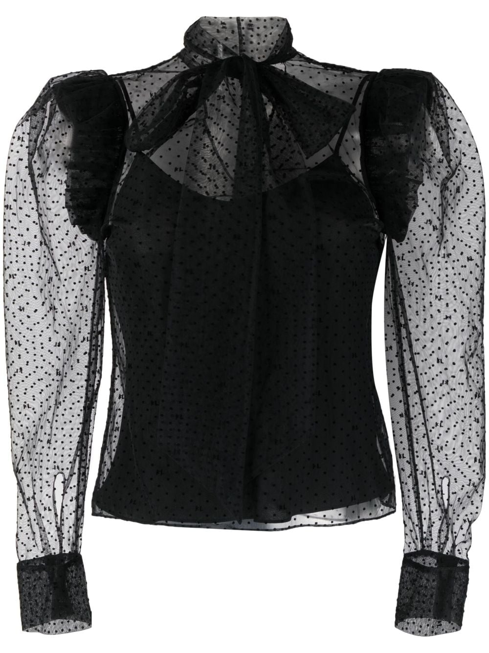 Karl Lagerfeld mesh ruffle blouse