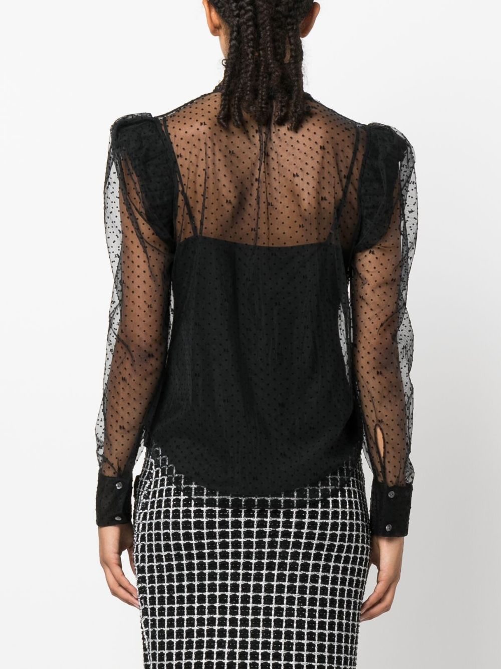 Karl Lagerfeld mesh ruffle blouse - Image 4