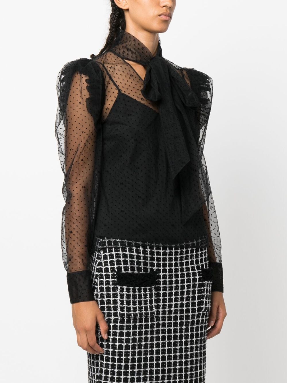 Karl Lagerfeld mesh ruffle blouse - Image 3