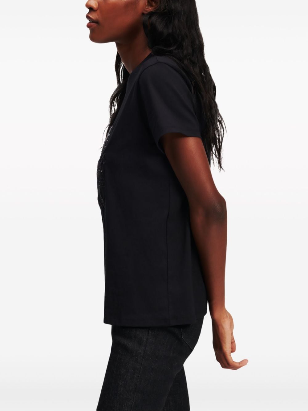 Karl Lagerfeld bouclé-detail crew-neck T-shirt - Image 4