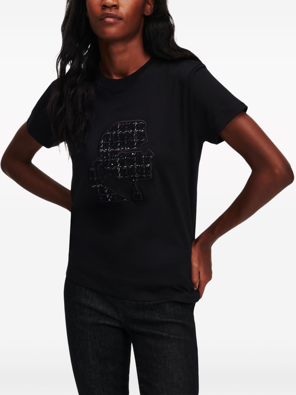 Karl Lagerfeld bouclé-detail crew-neck T-shirt - Image 3