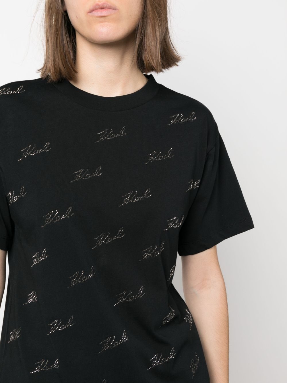 Karl Lagerfeld rhinestone-embellished organic-cotton T-shirt - Image 5