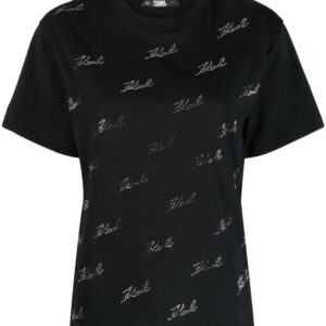 Karl Lagerfeld  rhinestone-embellished organic-cotton T-shirt