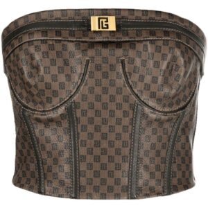 Balmain monogram corset top