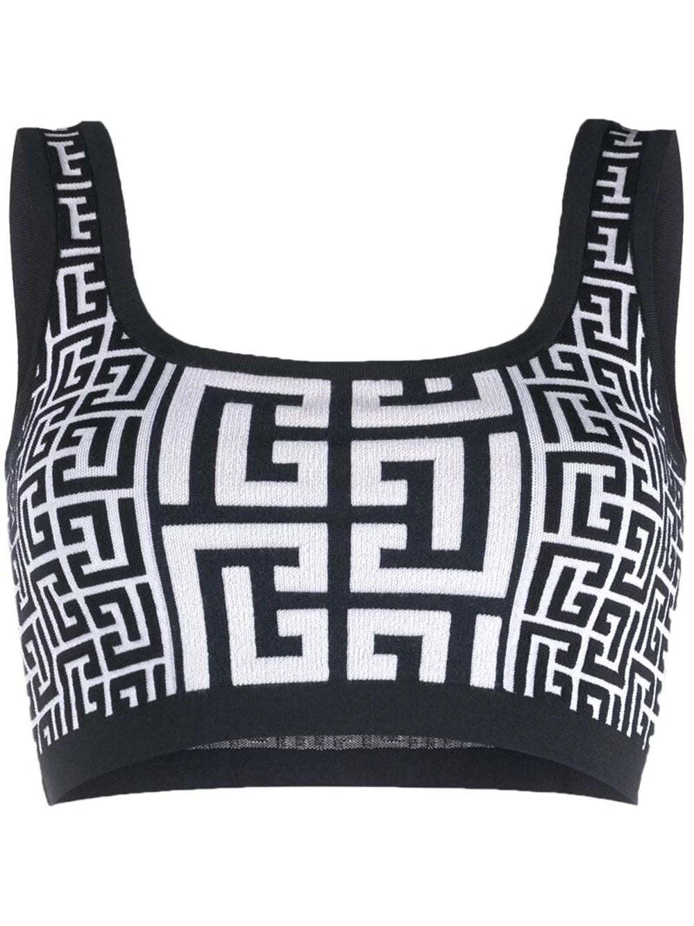 Balmain monogram-jacquard crop top