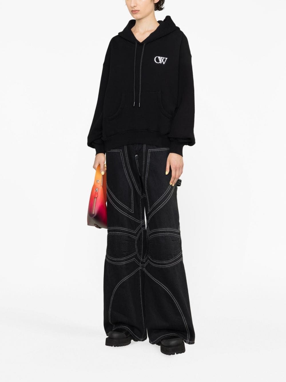 Off-White OW logo-print cotton hoodie - Image 2