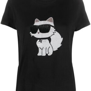 Karl Lagerfeld Ikonik Choupette rhinestone-embellished T-shirt