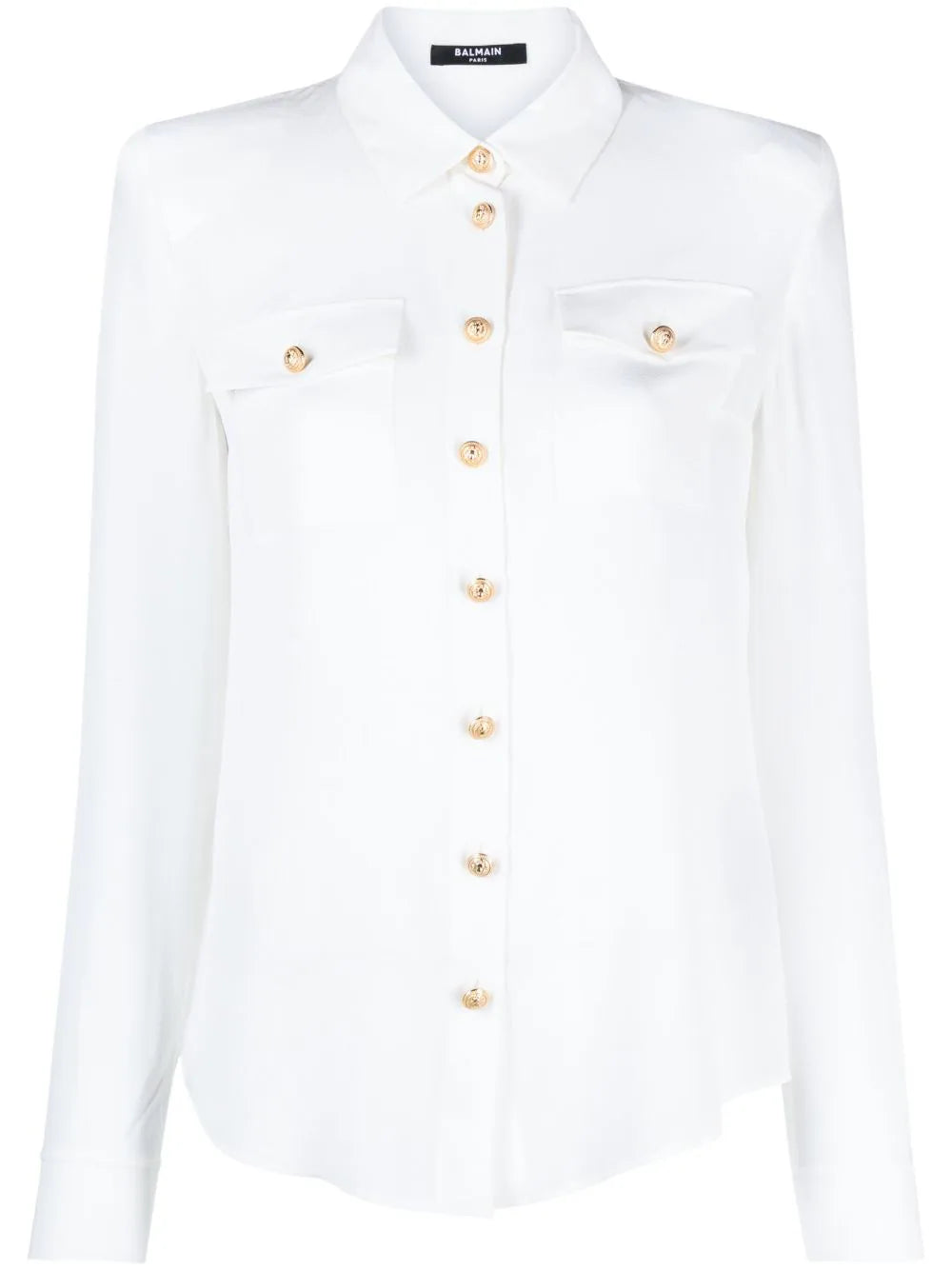 Balmain padded shoulders silk blouse