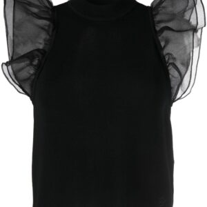 Karl Lagerfeld puff-sleeve knitted top