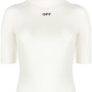 Off-White logo-print mock-neck top