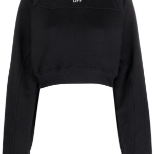 Off-White logo-print cropped cotton sweatshirt