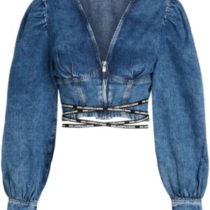 Karl Lagerfeld Jeans V-neck cropped denim blouse
