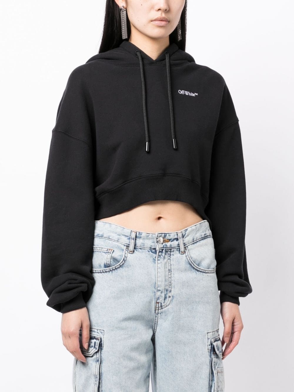 Off-White logo-print cropped hoodie - Image 3