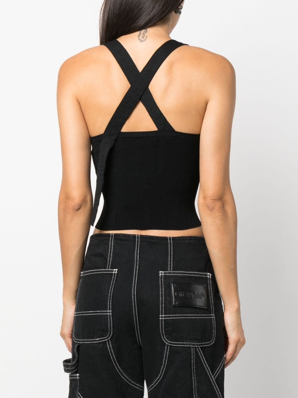 Off-White logo-strap V-neck top - Image 4