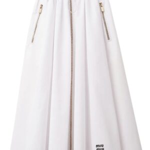 Miu Miu logo-embroidered pleated cotton skirt