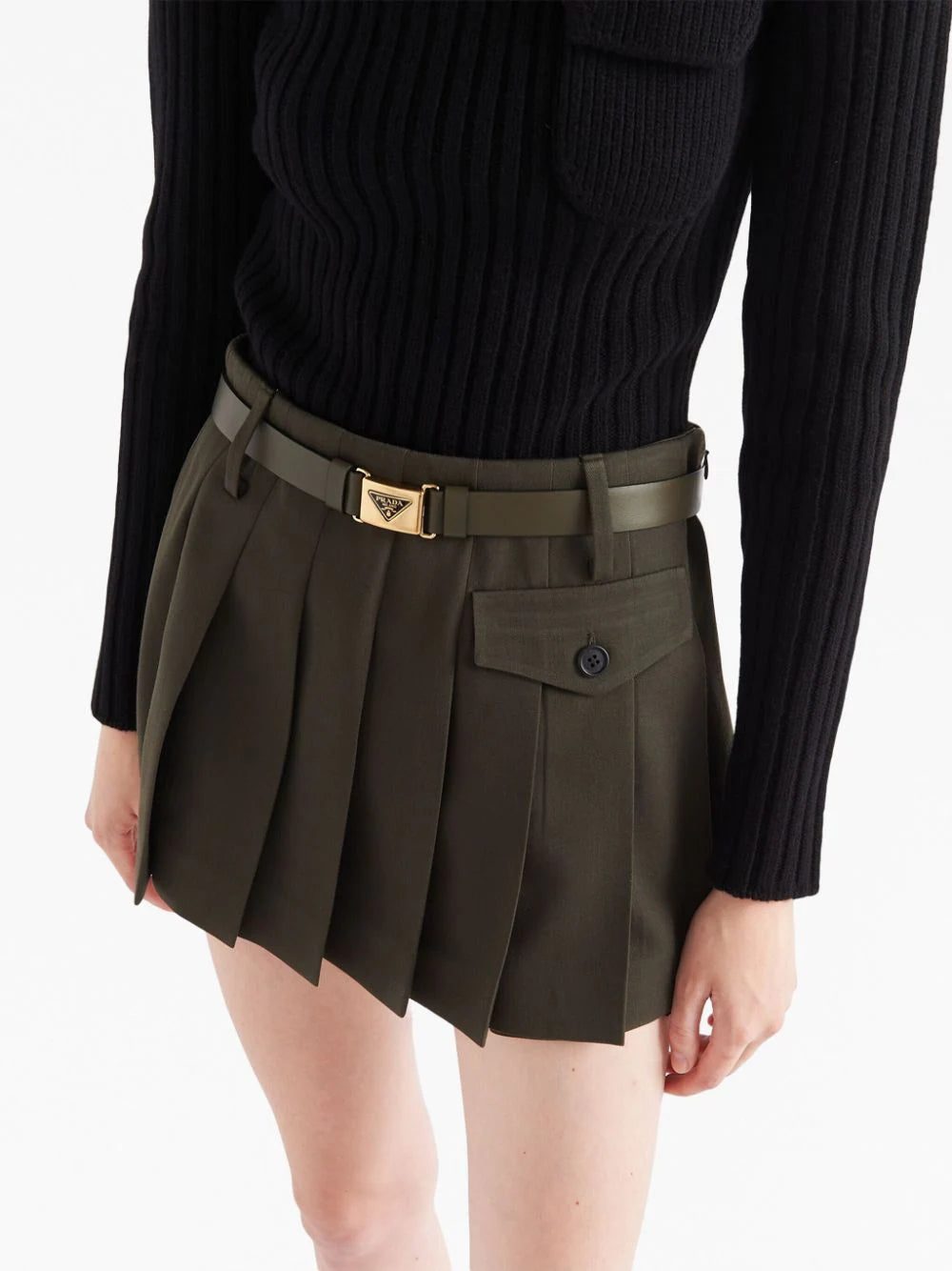 Prada pleated wool mini skirt - Image 4