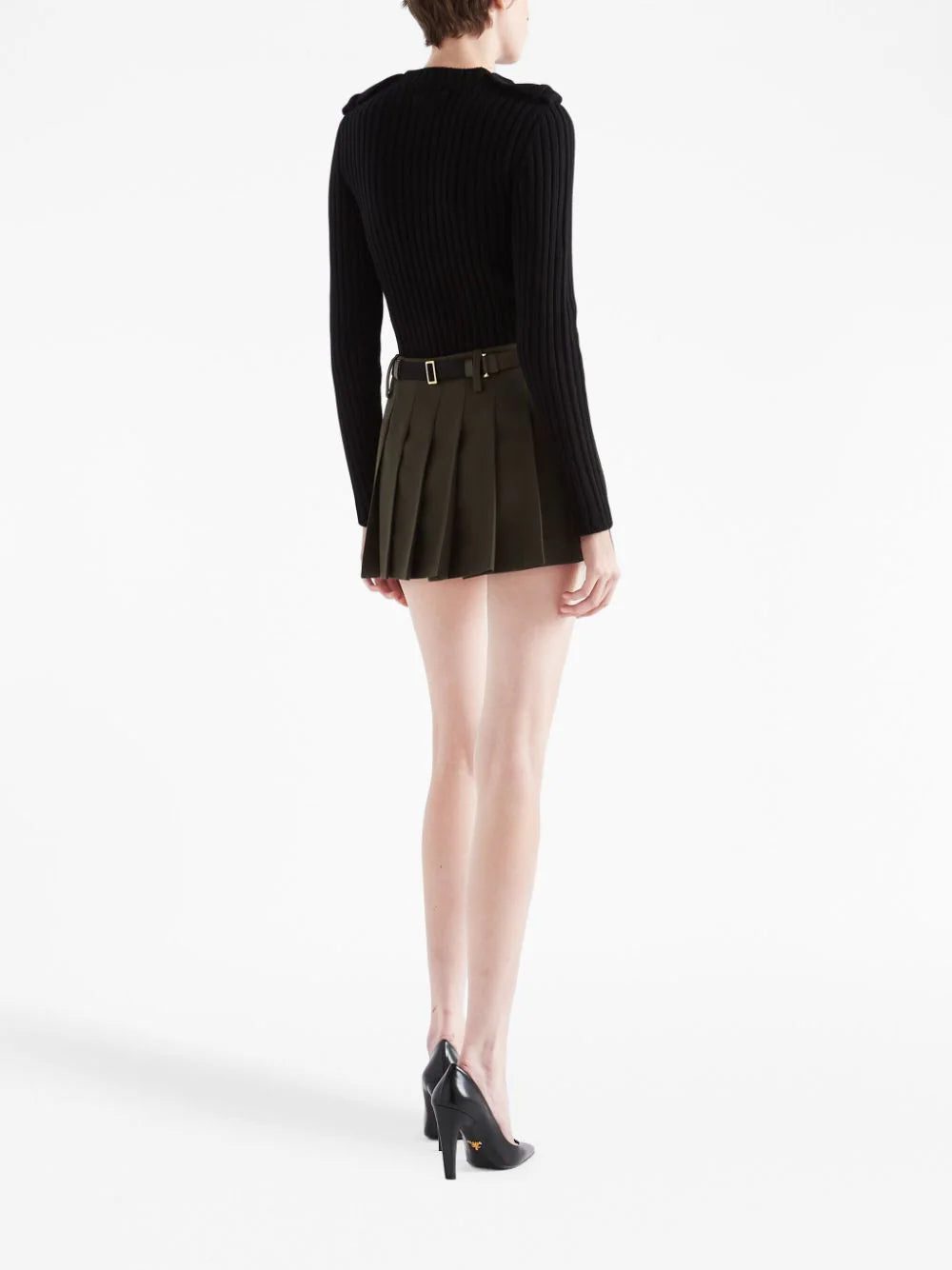 Prada pleated wool mini skirt - Image 3