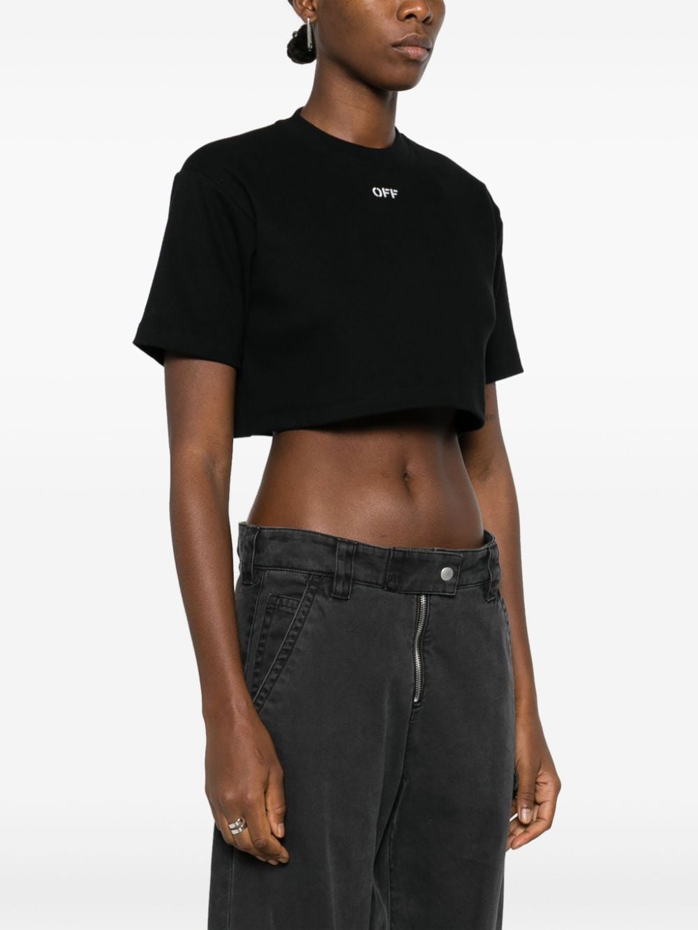 Off-White Off-Stamp cropped T-shirt - Image 3
