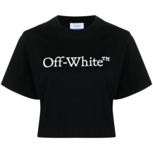 Off-White Bookish logo-print cropped T-shirt
