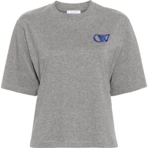 Off-White logo-embroidered cotton T-shirt