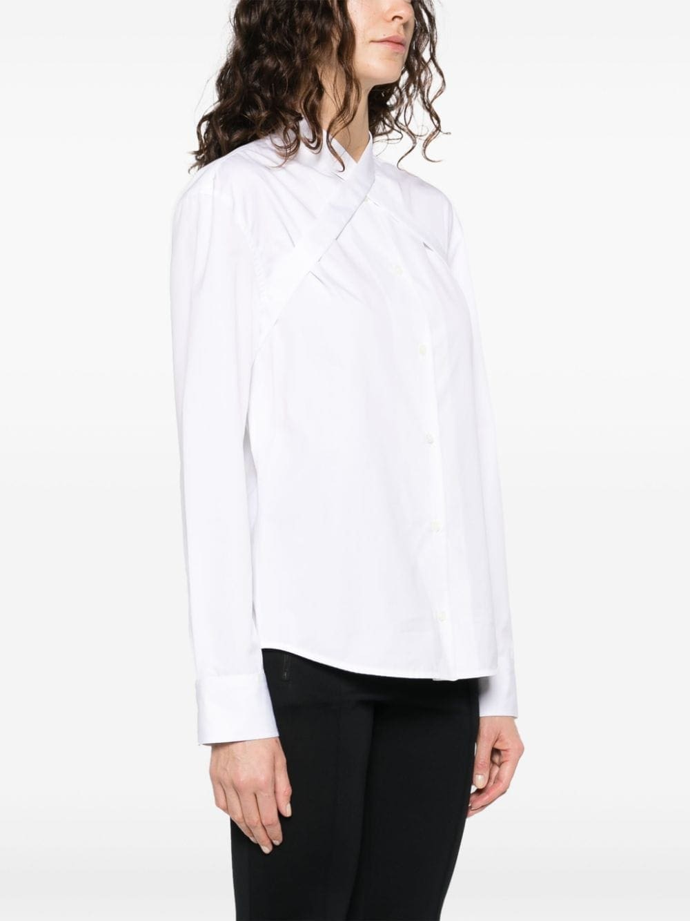 Off-White cross-collar cotton-poplin shirt - Image 3