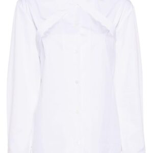 Off-White cross-collar cotton-poplin shirt