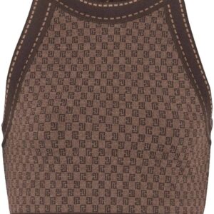 Balmain  monogram-jacquard cropped top