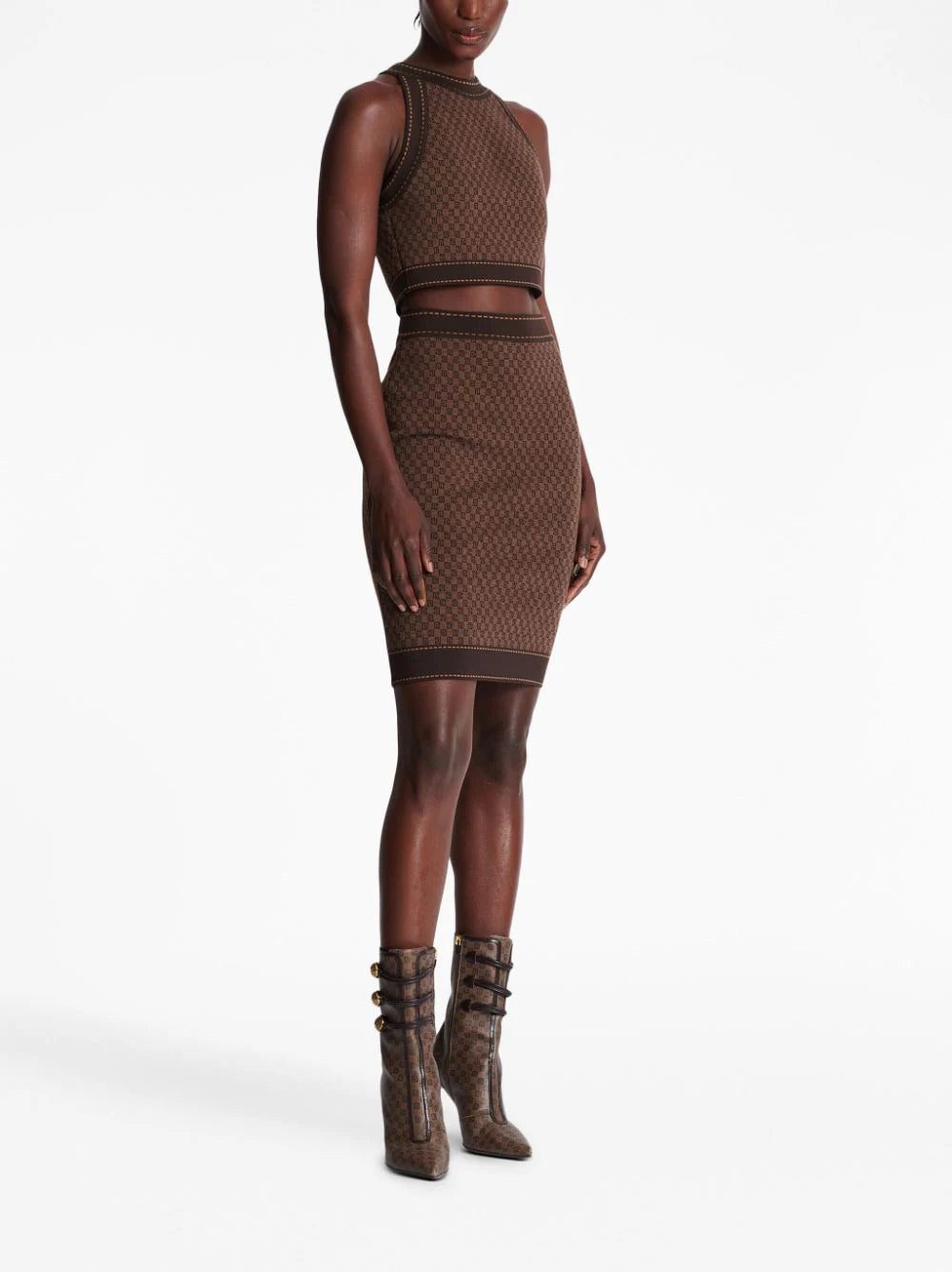 Balmain monogram-jacquard cropped top - Image 3