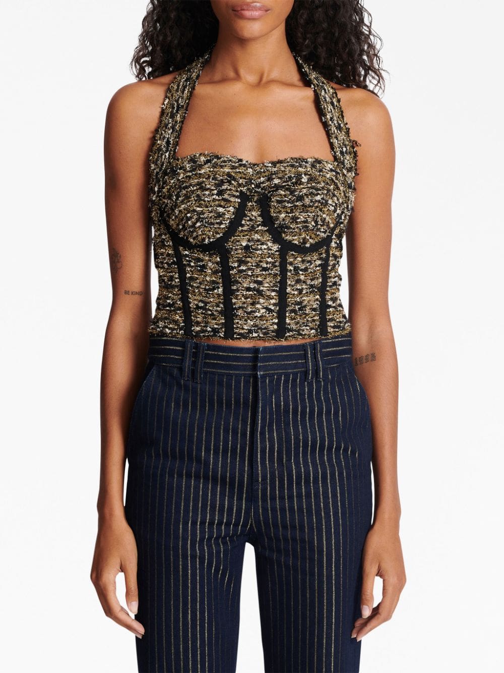 Balmain halterneck tweed top - Image 5