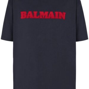 Balmain  flocked-logo cotton T-shirt