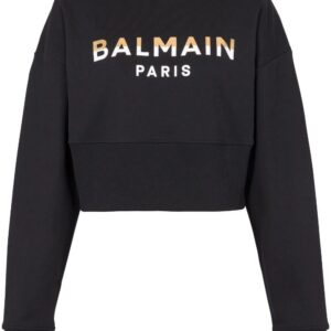 Balmain logo-print cropped sweatshirt