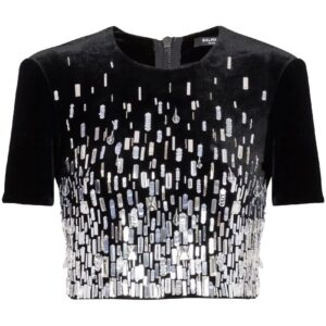 Balmain  sequin-embellished cropped blouse