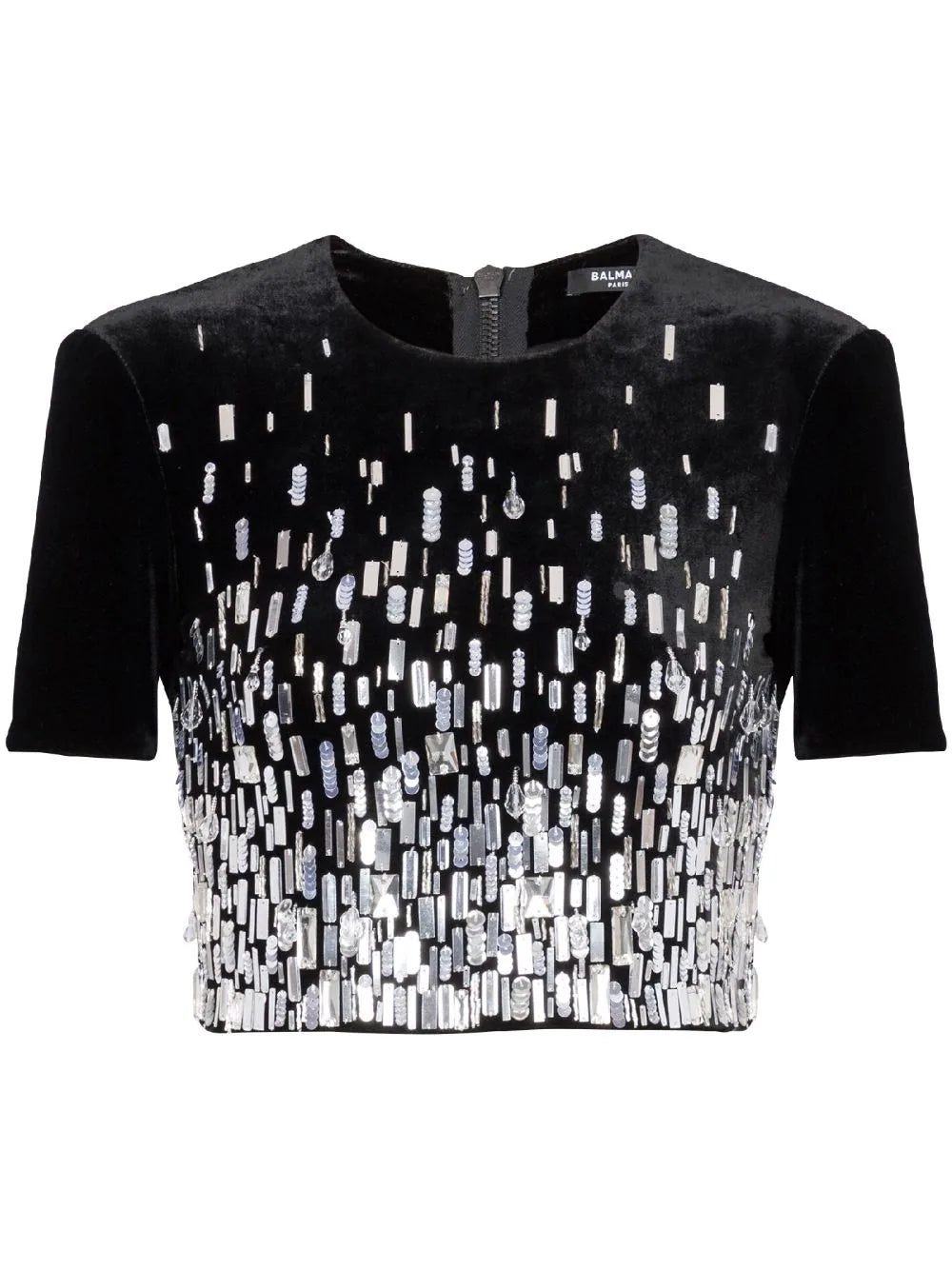 Balmain sequin-embellished cropped blouse