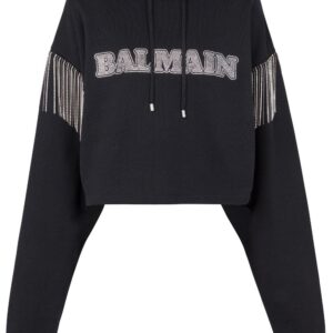 Balmain fringed organic-cotton hoodie