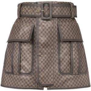 Balmain  monogram-print leather miniskirt