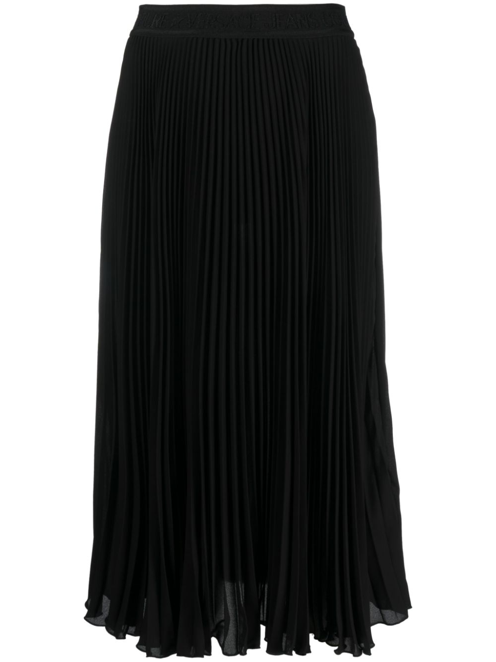 Versace Jeans Couture fully-pleated logo-waistband midi skirt