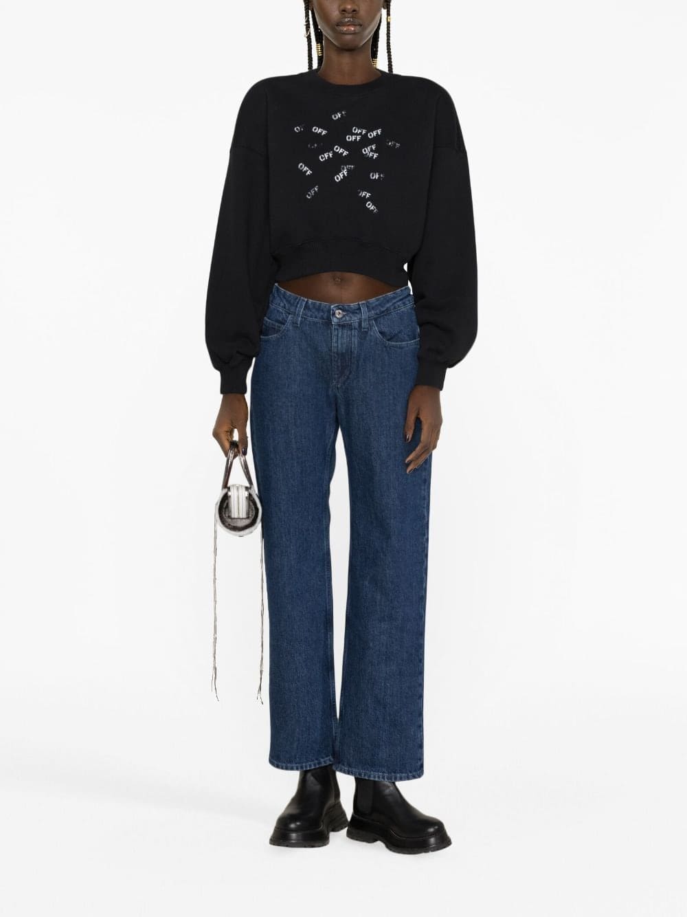 Off-White logo-print cropped cotton sweatshirt - Image 2