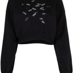 Off-White logo-print cropped cotton sweatshirt