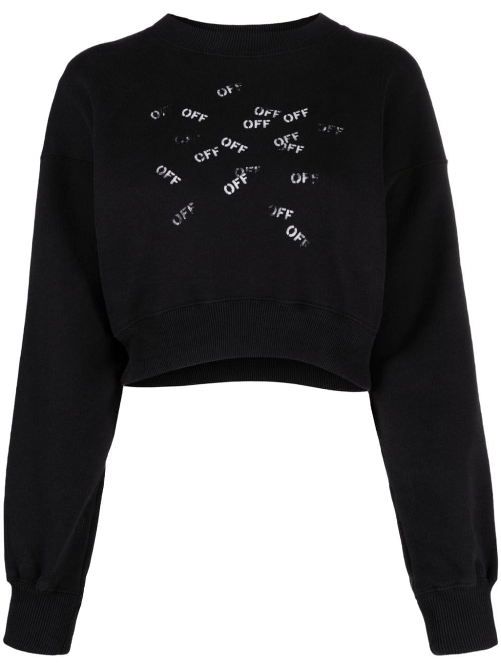 Off-White logo-print cropped cotton sweatshirt