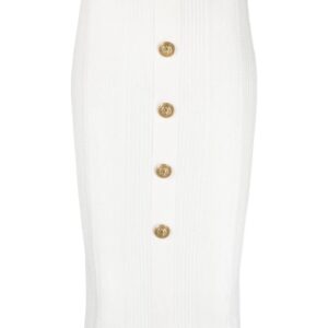Balmain  lion-head-buttons ribbed skirt
