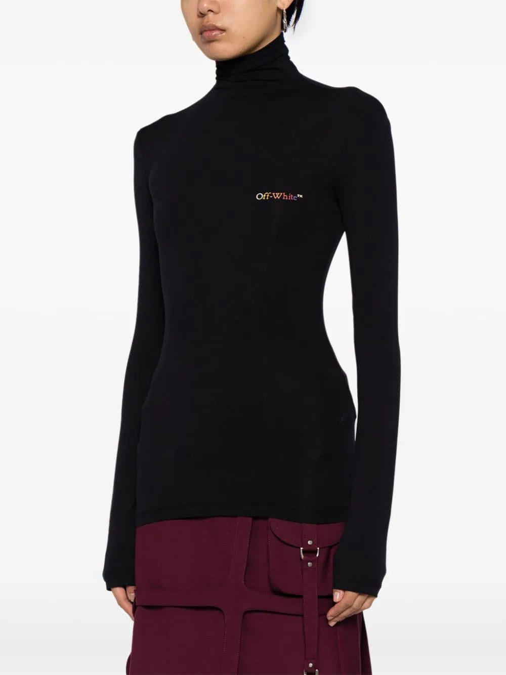 Off-White logo-print roll-neck T-shirt - Image 4