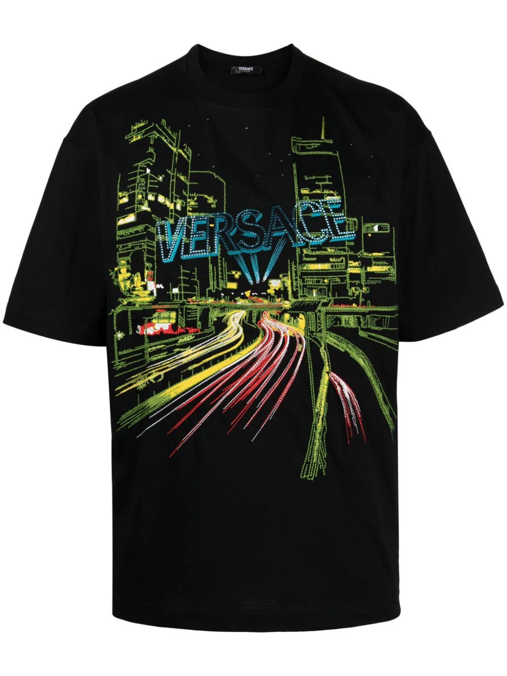 Versace City Lights embroidery T-shirt