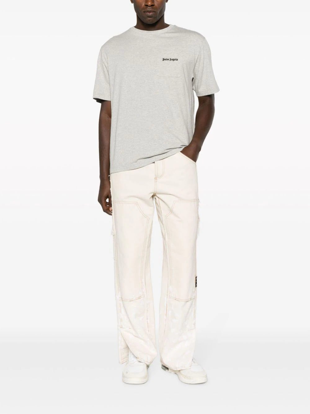 Palm Angels logo-embroidered mélange T-shirt - Image 2