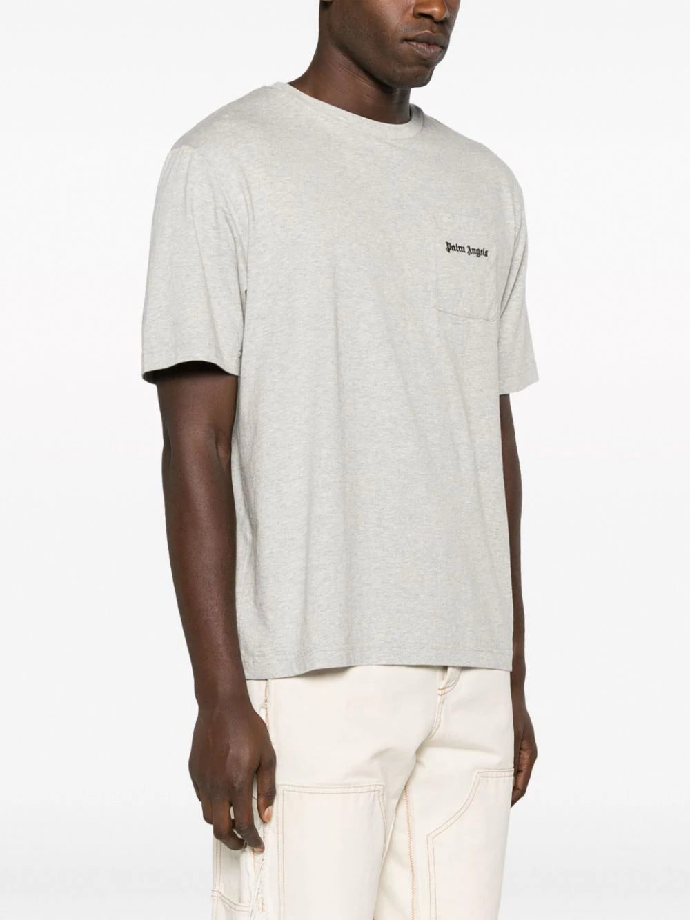 Palm Angels logo-embroidered mélange T-shirt - Image 3