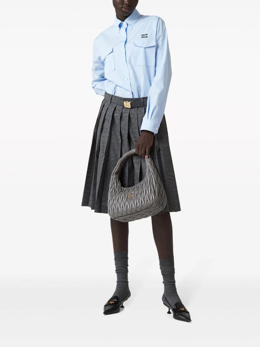 Miu Miu logo-embroidered flap-pocket shirt - Image 2