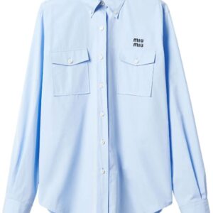 Miu Miu  logo-embroidered flap-pocket shirt