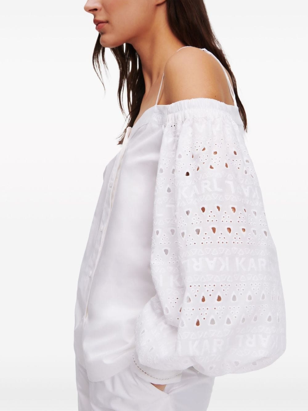 Karl Lagerfeld broderie-anglaise off-shoulder blouse - Image 5